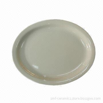 11-inch Narrow Rim Ceramic Oval Plate, Ideal for Hotel, CIQ-/FDA-/LFGB-approved